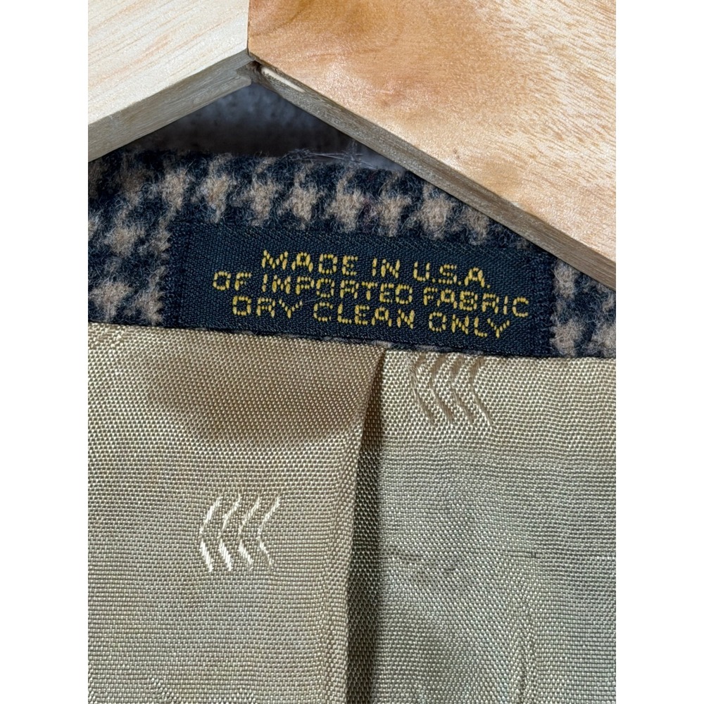 Tailors Row by Deansgate Mens 48L Brown Houndstooth Blazer Sport Coat USA Made - Picture 7 of 11